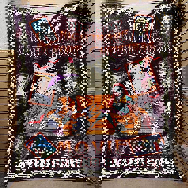 This is my nightmare before christmas movie watching fleece blanket, mink sherpa blanket, jack skellington quilt, jack and sally quilt Quilt Blanket