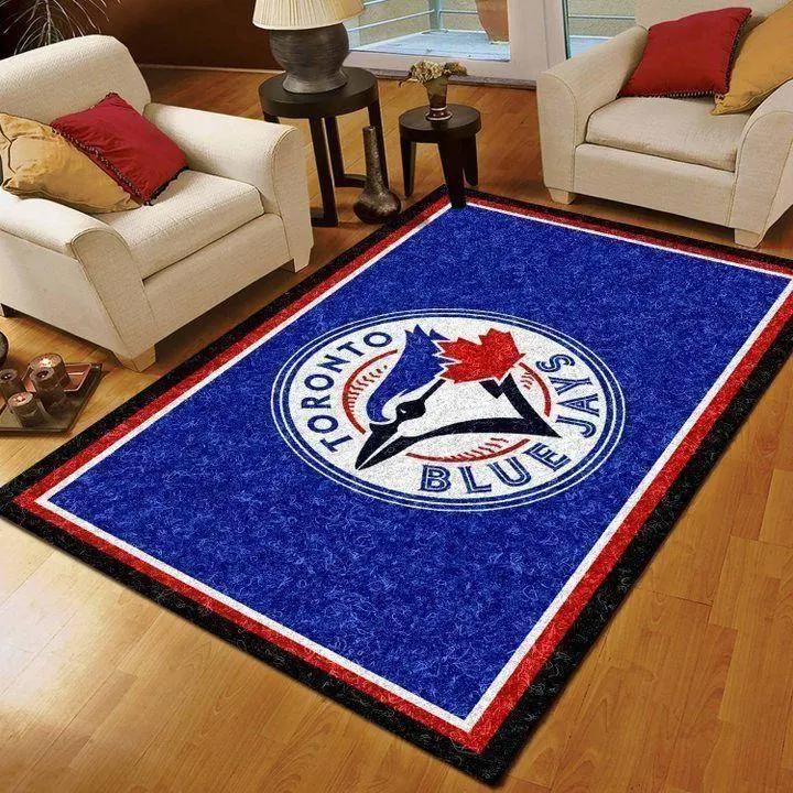 Toronto blue jays area rug mlb baseball team logo carpet living room rugs v3657 Rectangle Rug