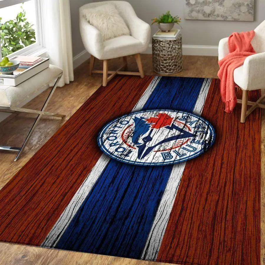 Toronto blue jays wooden style area rug mlb team logo carpet rugs v3658 Rectangle Rug