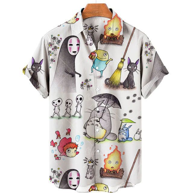 Totoro no face chihiro calcifer shirt hawaiian shirt Hawaii Shirt Shorts & Flip Flops