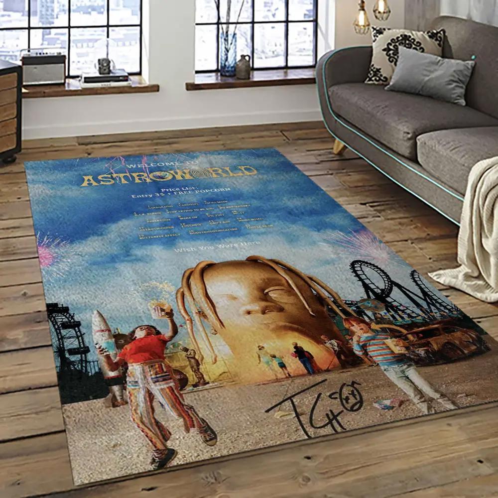 Travis scott rapper hiphop music retangle carpet area rug home decor best gift for fan and friends tst21 Rectangle Rug