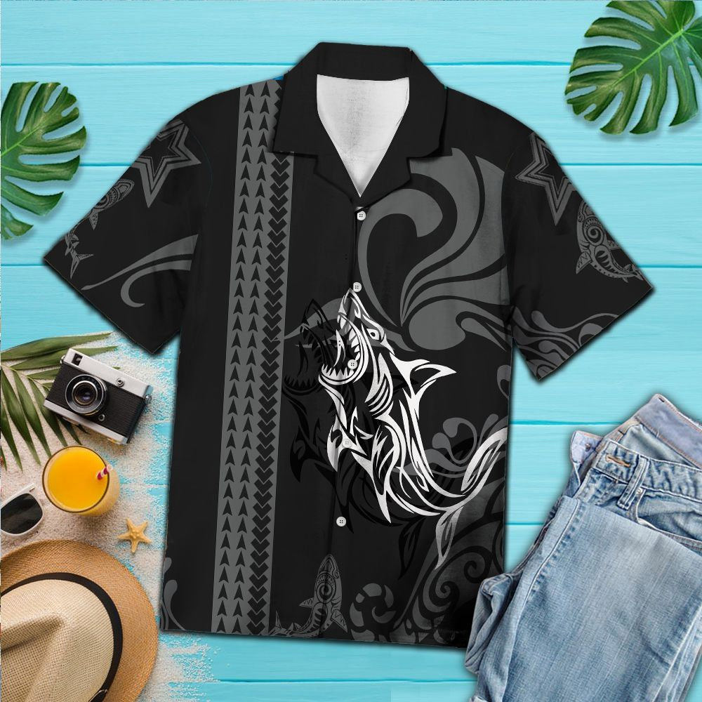 Tribal shark pattern g5813  hawaiian shirt Hawaii Shirt Shorts & Flip Flops