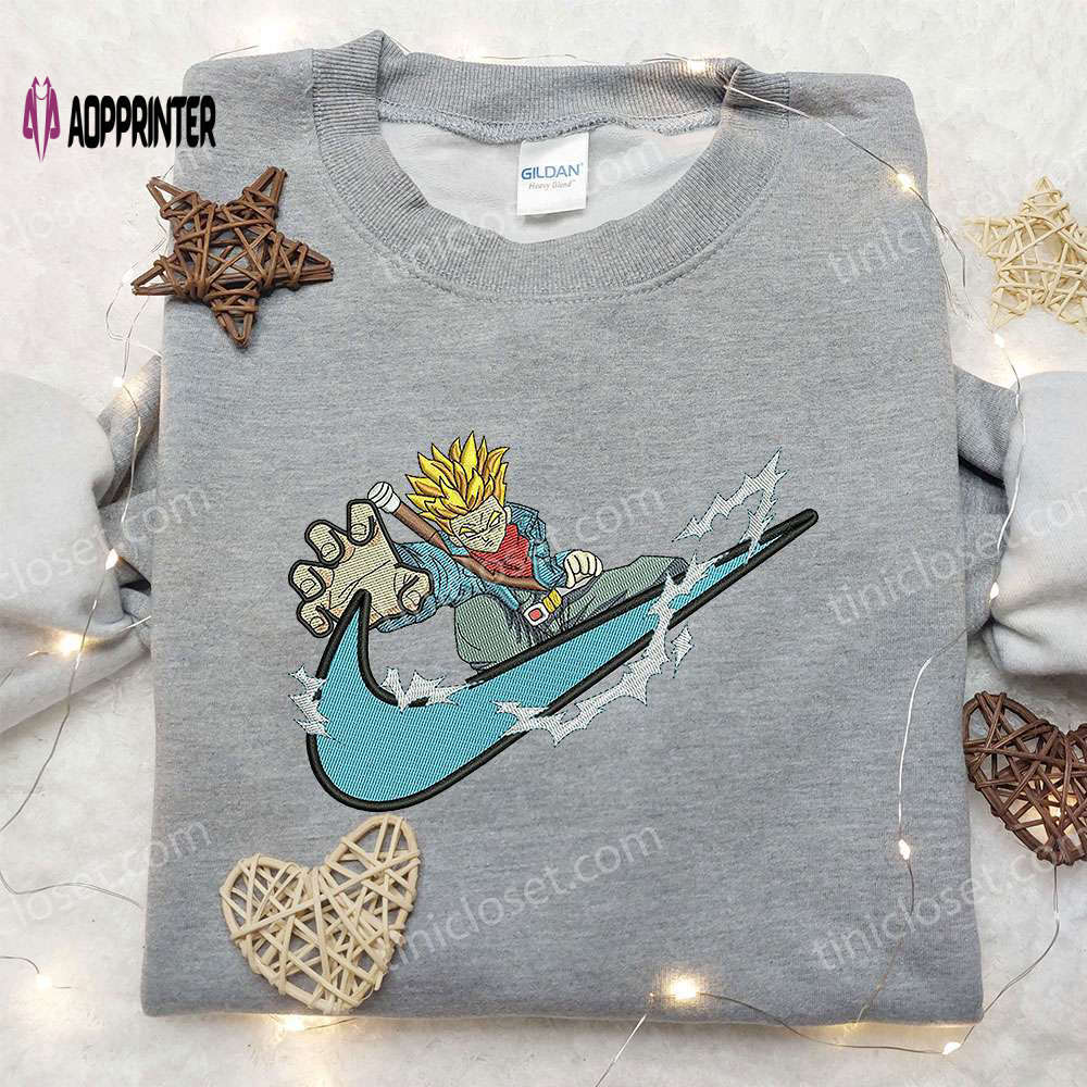 Trunk super saiyan 2 x nike swoosh embroidered sweatshirt: dragon ball & nike inspired shirt Embroidered Shirt