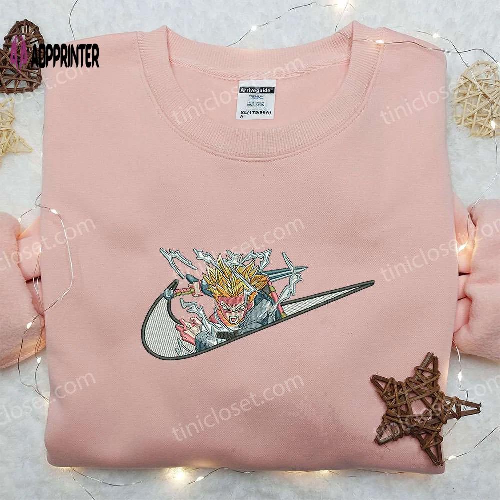 Trunk x nike swoosh & dragon ball embroidered sweatshirt & shirt – nike inspired design Embroidered Shirt