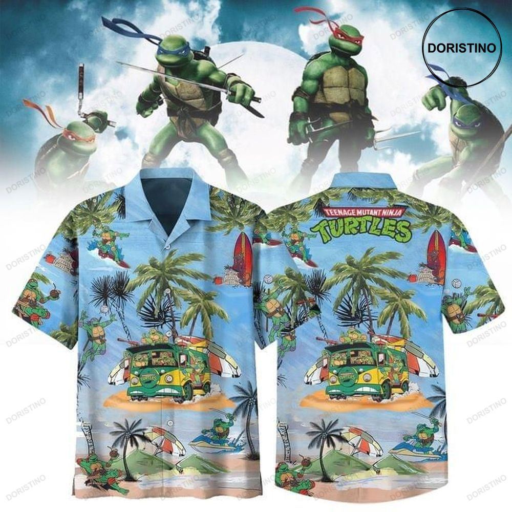 Turtles teenage mutant ninja print hawaiian shirt Hawaii Shirt Shorts & Flip Flops
