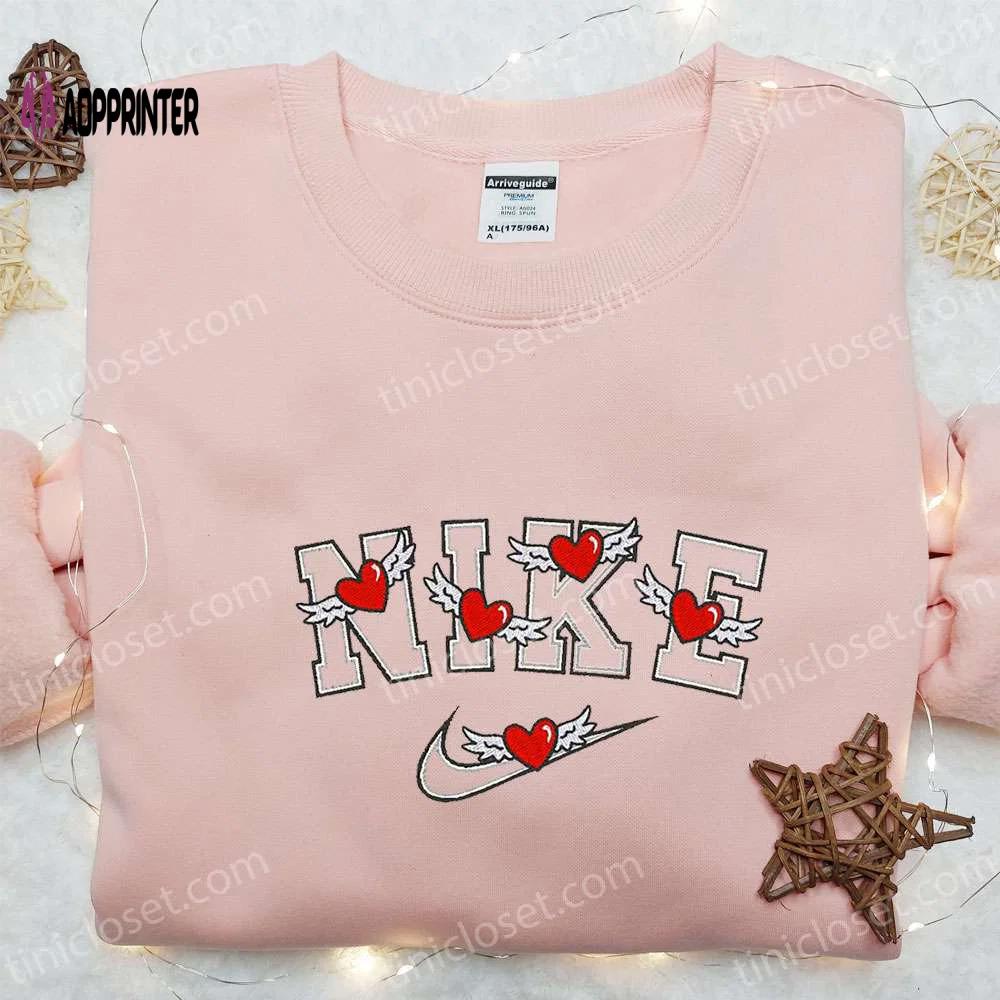 Valentine s day gift: heart wings x nike embroidered hoodie & shirt – nike inspired best ideas Embroidered Shirt