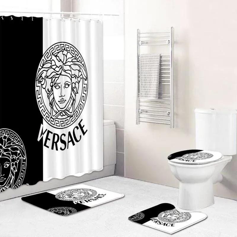Versace - style bathroom set hypebeast luxury fashion brand bath mat home decor Bathroom Set