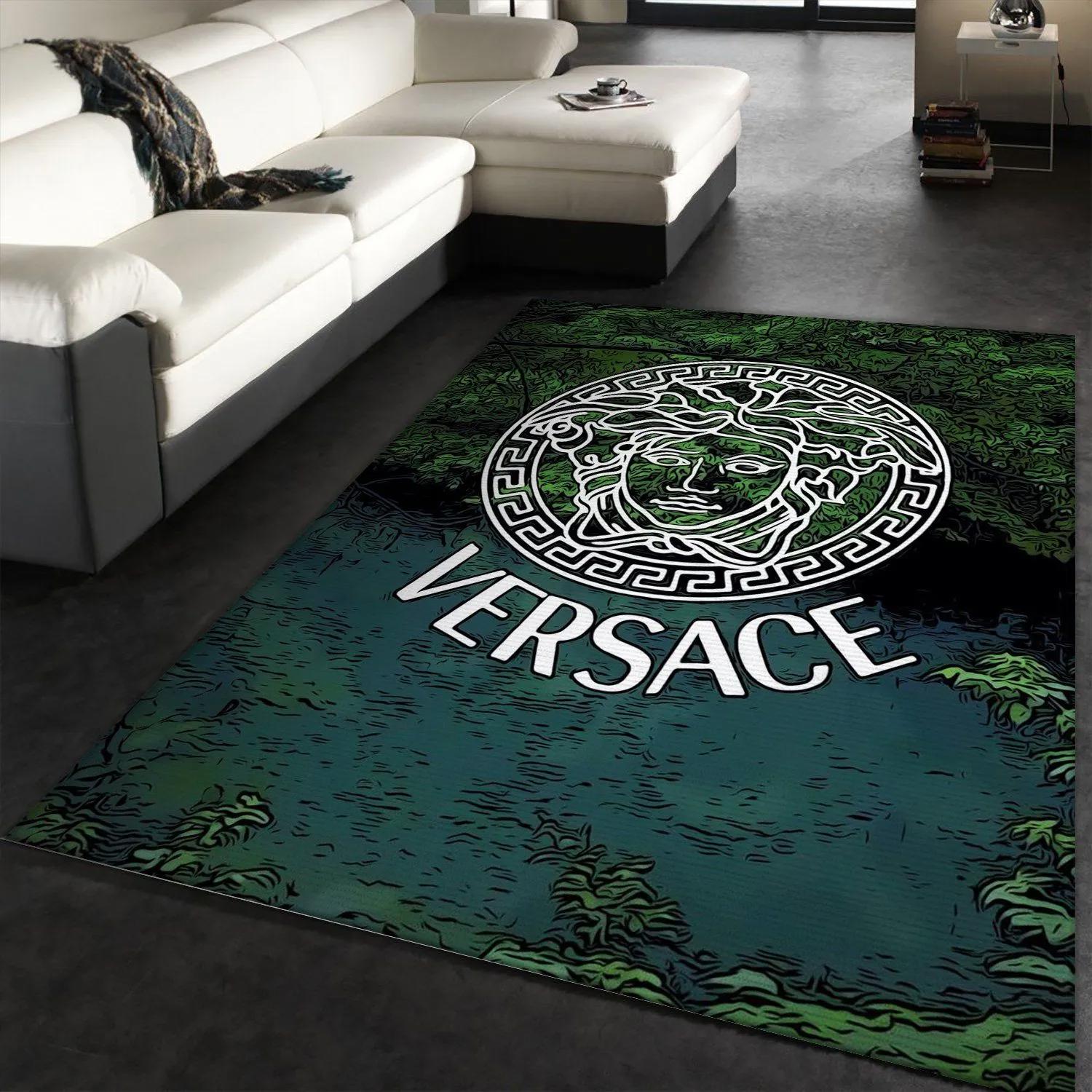 Versace logo type 83. Upgrade Your Living Room with Luxury Home Decor: Area Carpets, Floor Decor, Door Mats, and Hot Gift Items with style a High-End Fashion Brand Rectangle Rug