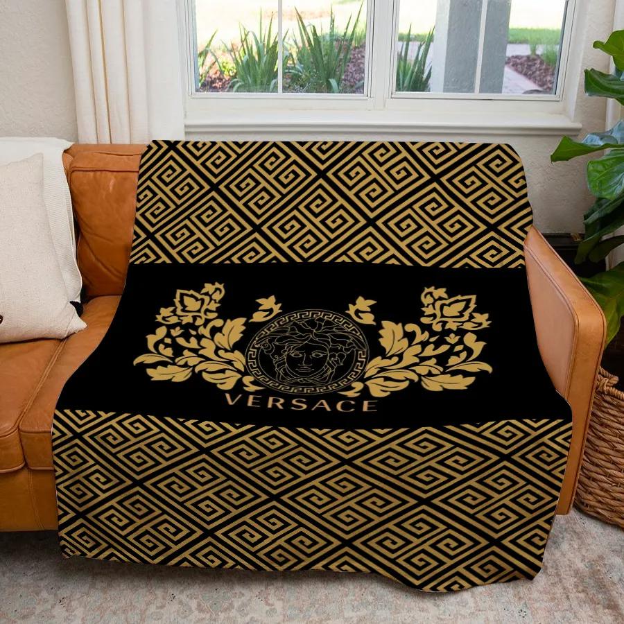 Versace medusa pattern luxury brand premium blanket fleece home decor 68 Blanket Fleece