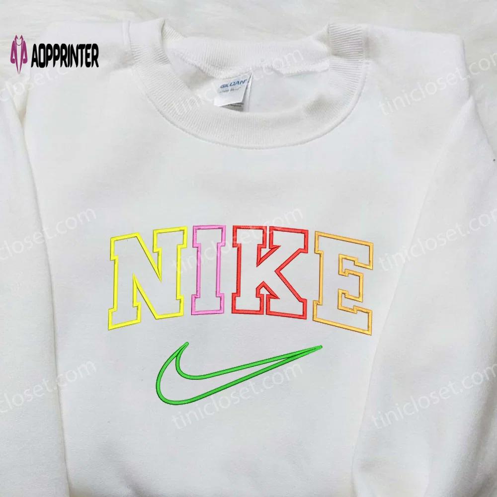 Vibrant nike-inspired embroidered shirt: unique & colorful design Embroidered Shirt
