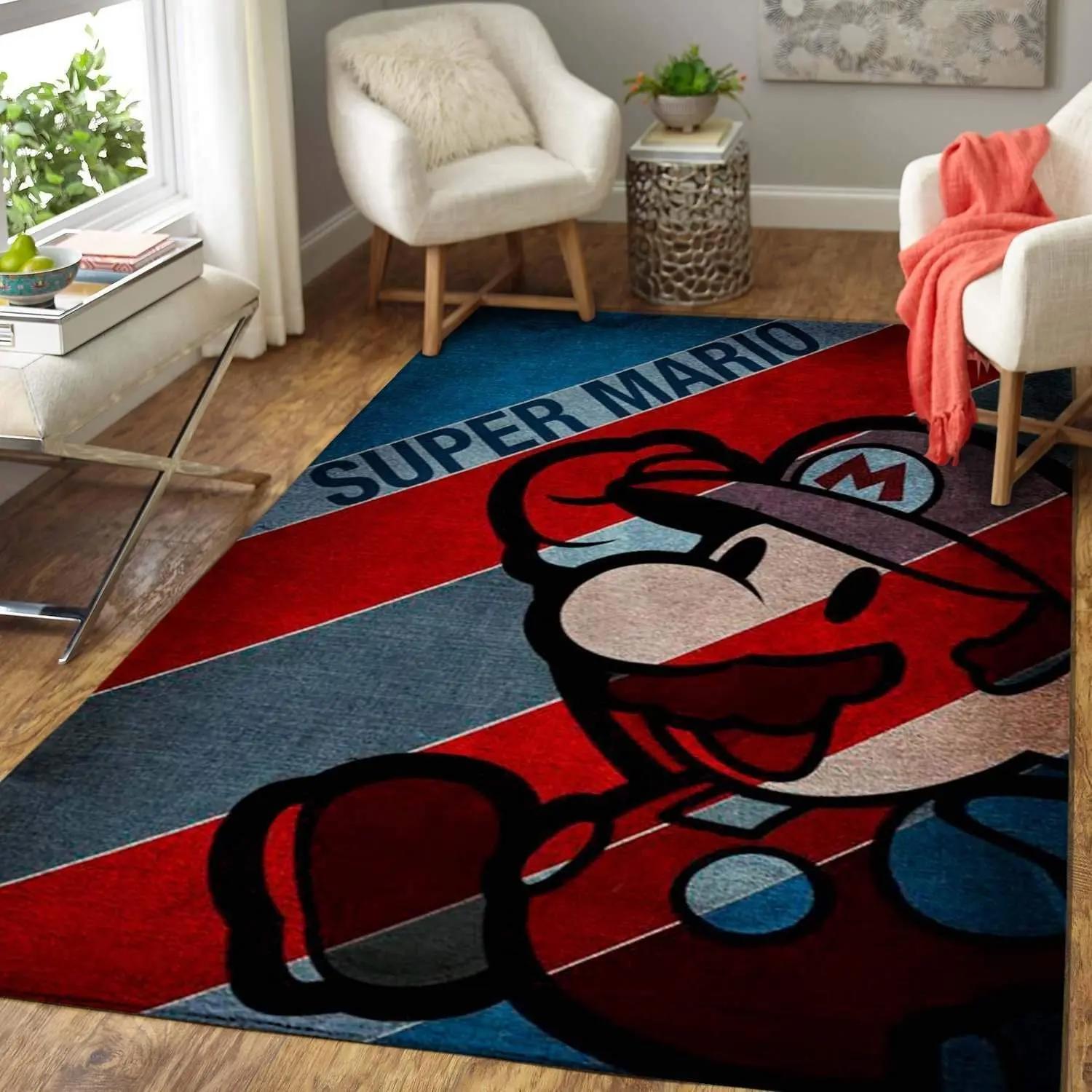 Videogame fans mario video game area rug gaming home decor homebeautyus rug regtangle carpet floor decor home decor Rectangle Rug