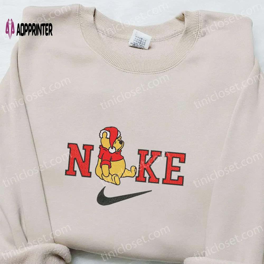 Winnie pooh asleep x nike christmas embroidered sweatshirt: cartoon shirt best gift idea Embroidered Shirt