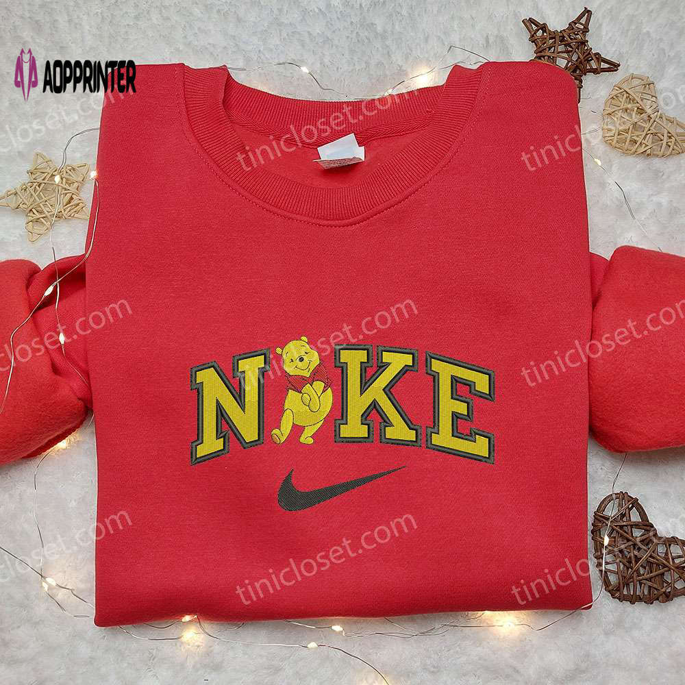 Winnie pooh x nike embroidered hoodie & shirt: stylish collaboration with nike-inspired design Embroidered Shirt
