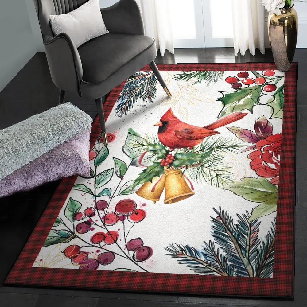 Xmas decoration washable area rugs, christmas cardinal rug Rectangle Rug