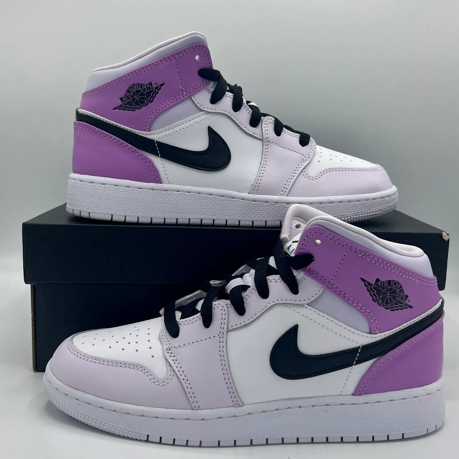 Nike Air Jordan 1 Mid 'Barely Grape' - Black and White Sneakers