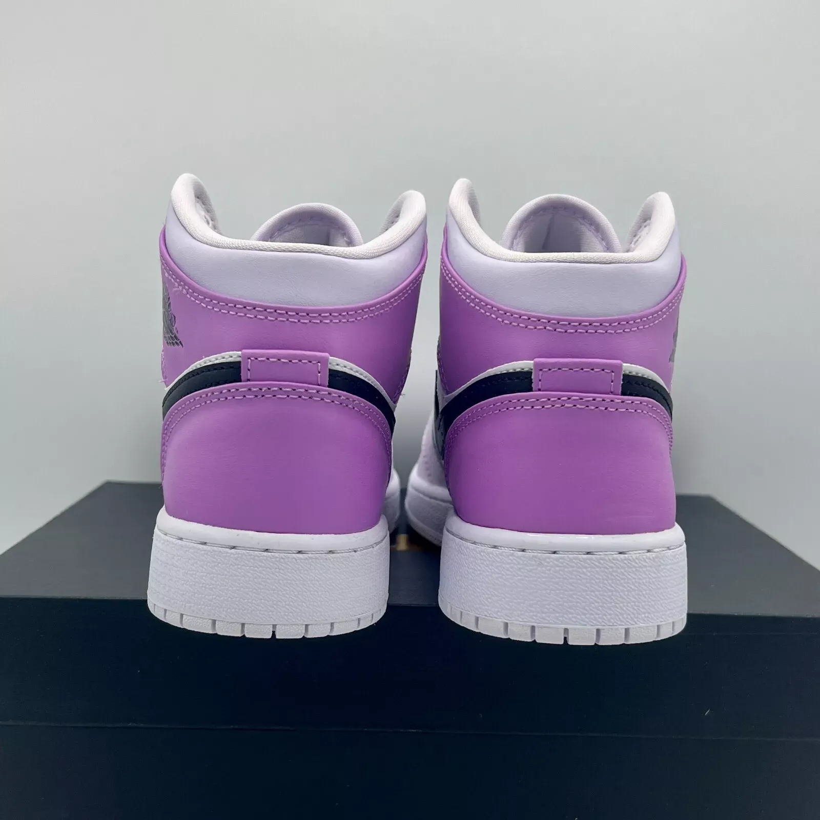 Nike Air Jordan 1 Mid 'Barely Grape' - Black and White Sneakers