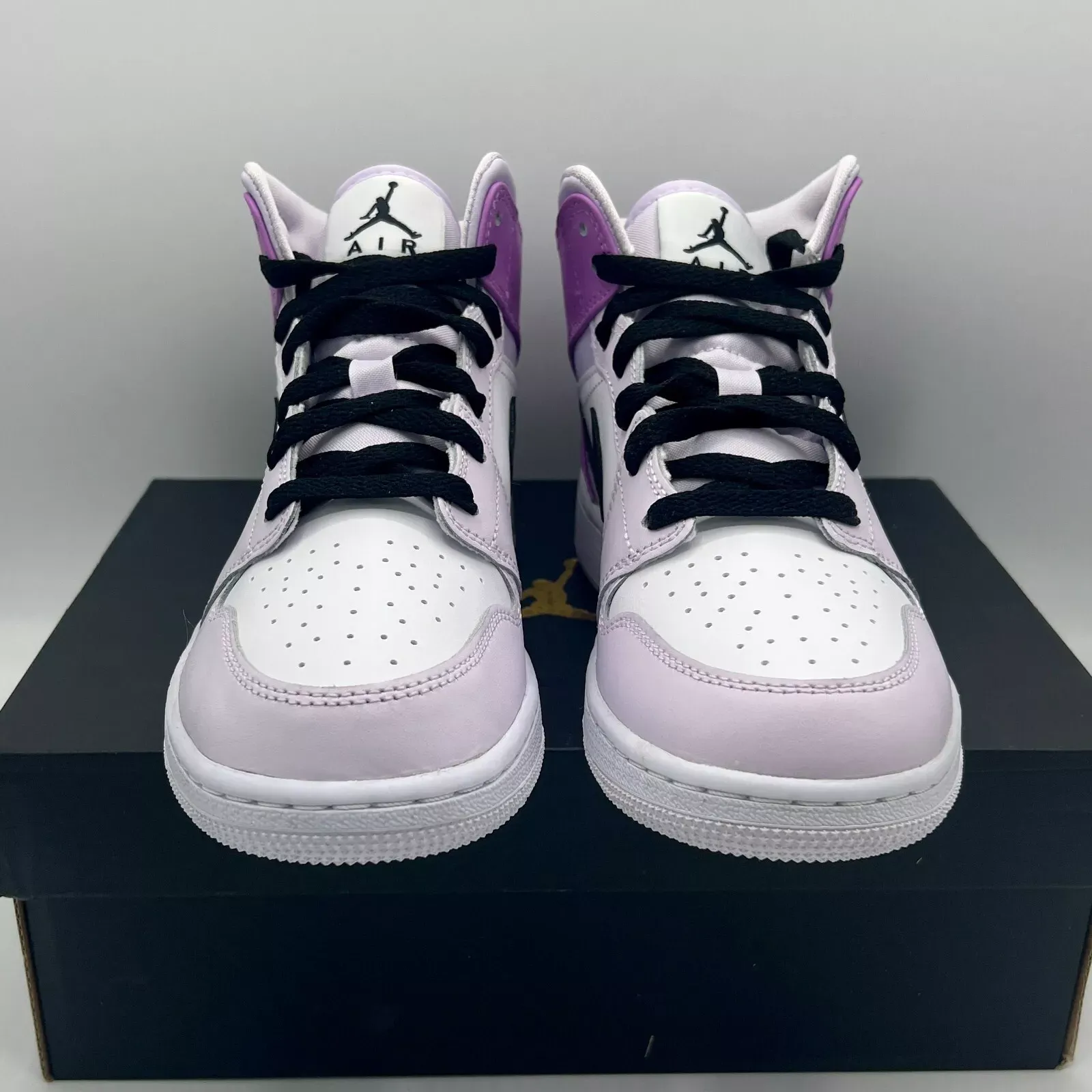 Nike Air Jordan 1 Mid 'Barely Grape' - Black and White Sneakers