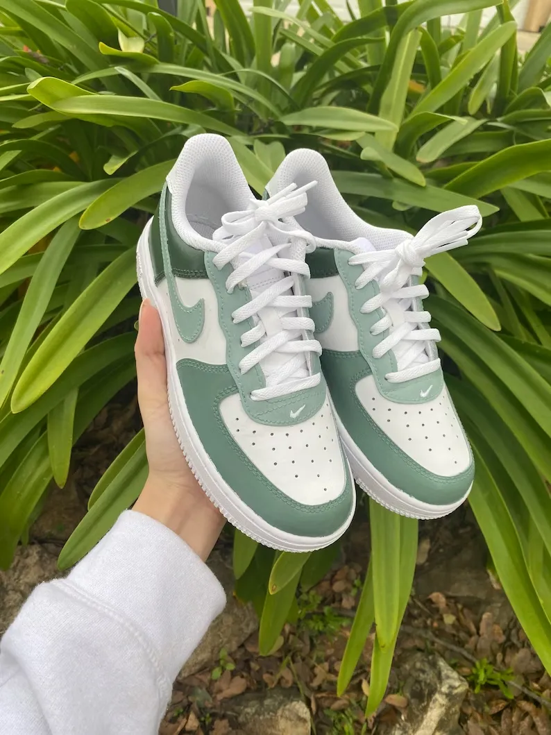 Custom Air Force 1s with Green Color Block - Unique and Stylish Sneakers