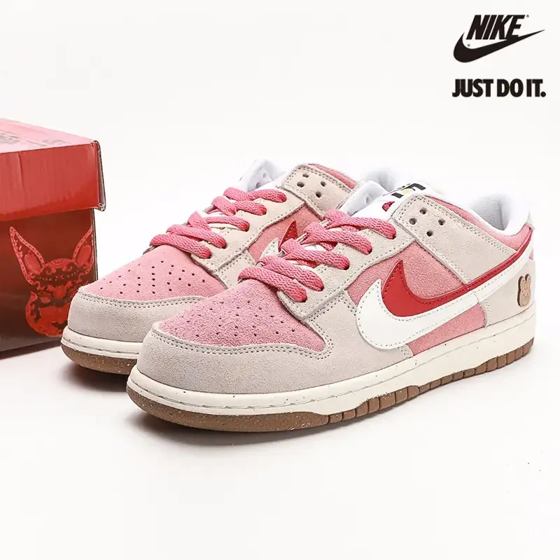 Nike Dunk Low SE '85' Double Swoosh Grey Pink Rabbit Sneakers