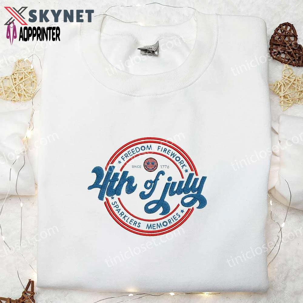 4th of july embroidered shirt: freedom firework sparklers national day gifts – best patriotic shirts Embroidered Shirt