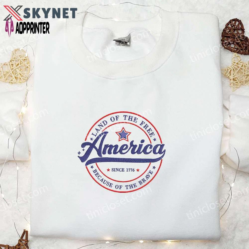 America land of the free since 1776 shirt – best patriotic embroidered shirts & national day gifts Embroidered Shirt