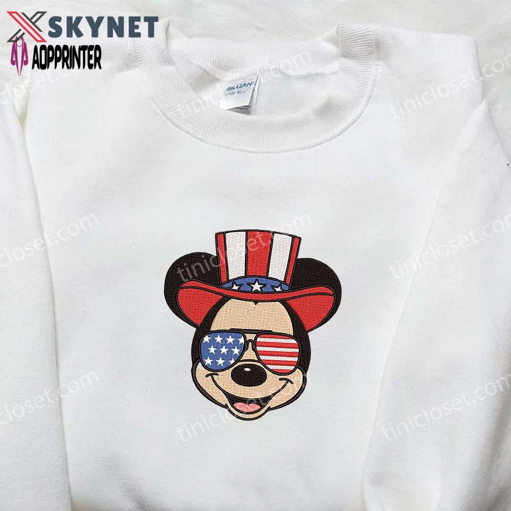 America mickey embroidered shirt: best patriotic disney shirt Embroidered Shirt