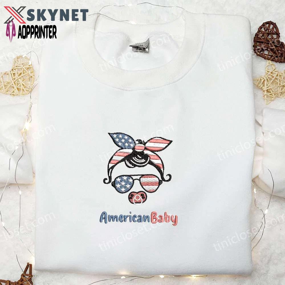 American baby embroidered shirt: best patriotic shirts & national day gifts Embroidered Shirt