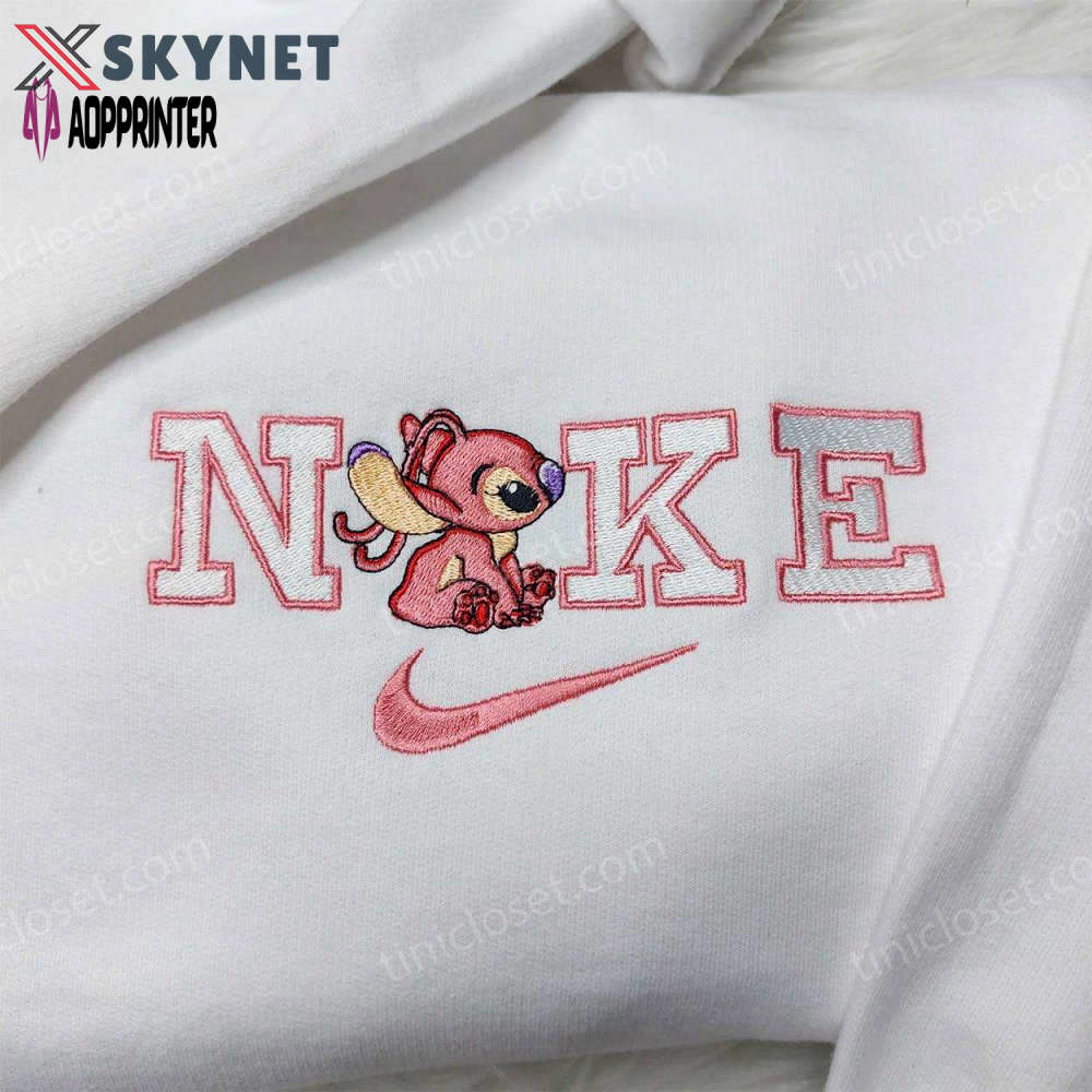 Angel stitch nike embroidered sweatshirt lilo & stitch hoodie – custom nike logo shirt Embroidered Shirt