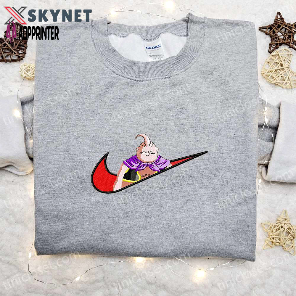 Anime embroidered hoodie: majin buu x nike + dragon ball & nike inspired shirts Embroidered Shirt