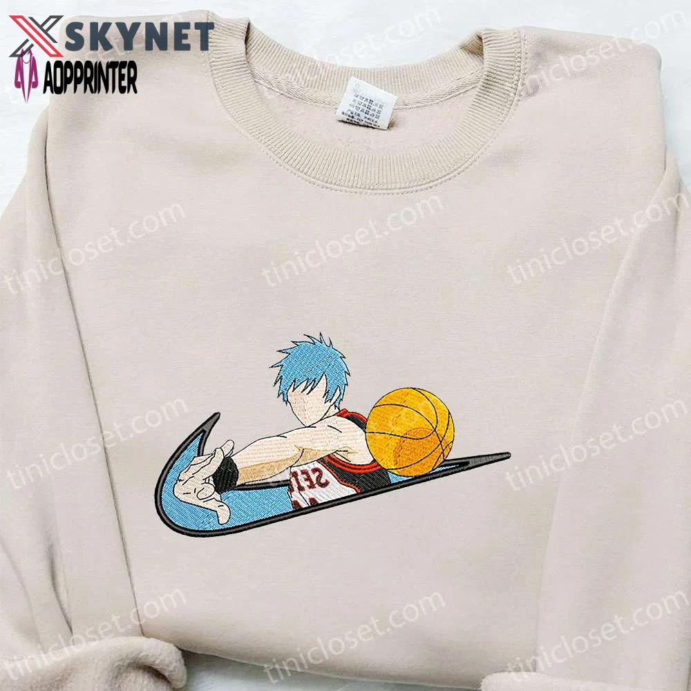 Anime embroidered sweatshirt: tetsuya kuroko x swoosh kuroko no basket shirt – cool anime clothing Embroidered Shirt