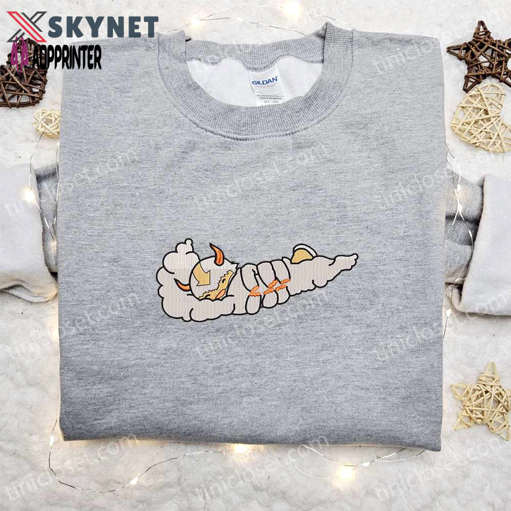 Appa cloud x nike swoosh anime sweatshirt: avatar & nike inspired embroidered shirt Embroidered Shirt