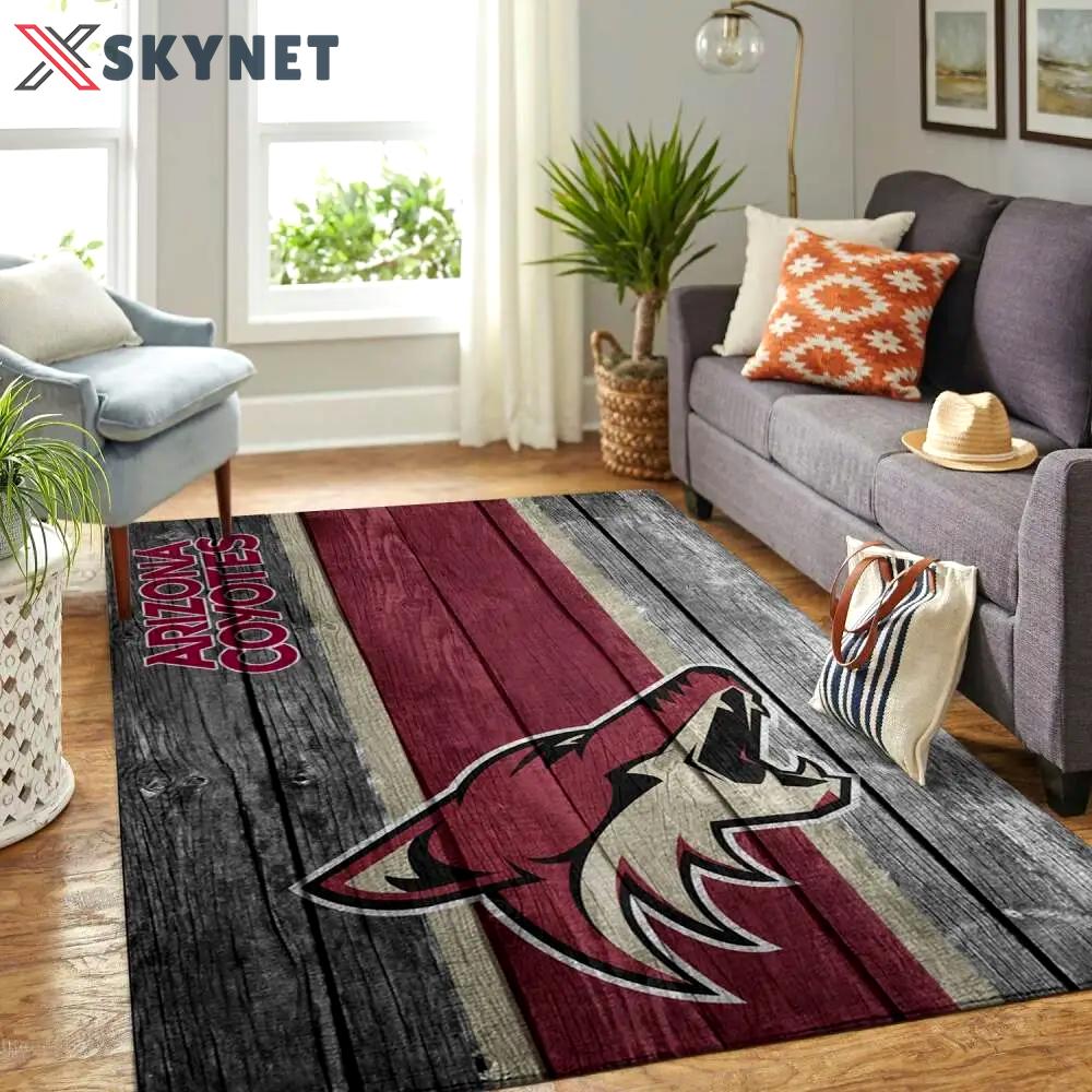 Arizona coyotes nhl area rugs wooden style living room regtangle carpet Rectangle Rug