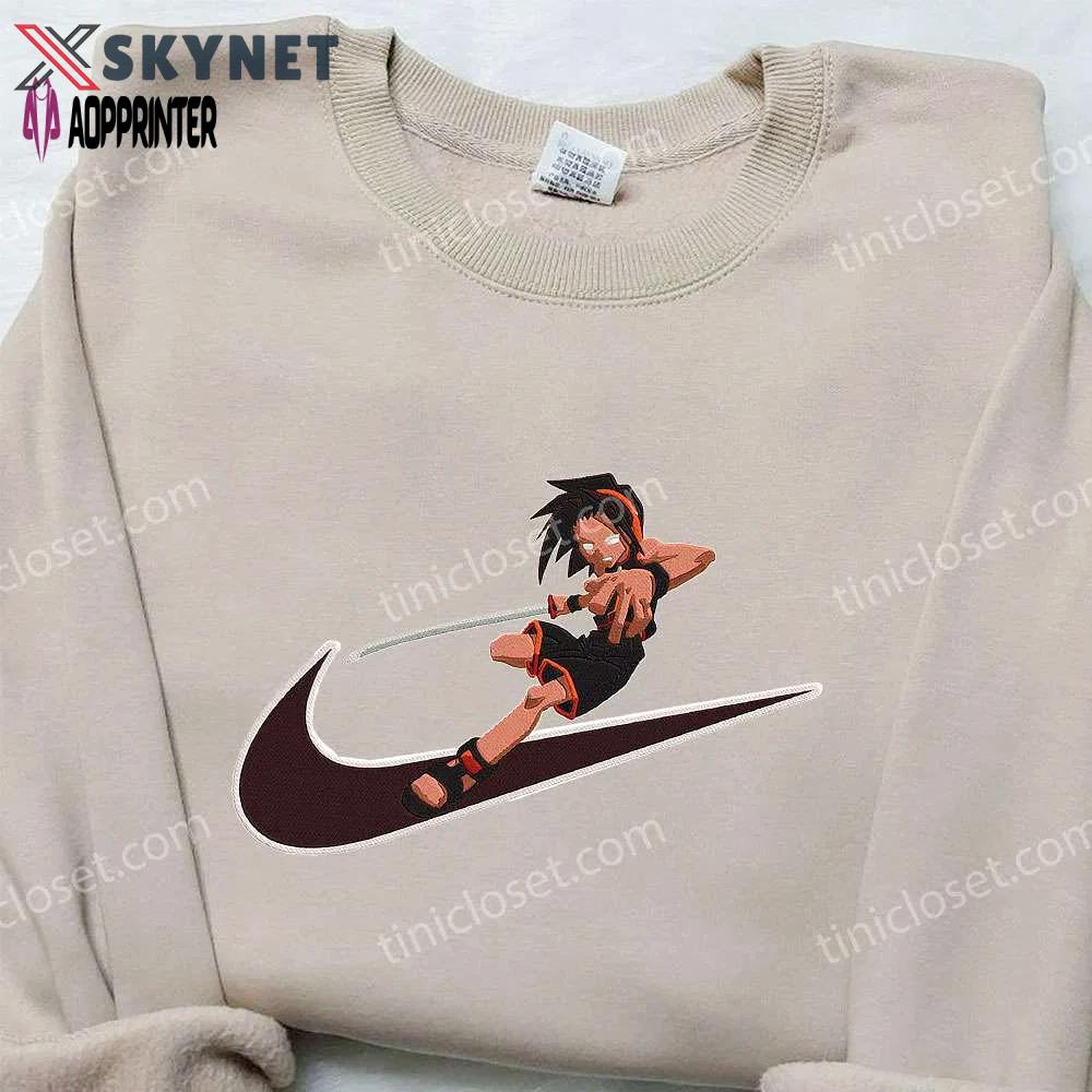 Asakura yoh x nike anime embroidered hoodie & shaman king shirt nike inspired embroidery Embroidered Shirt