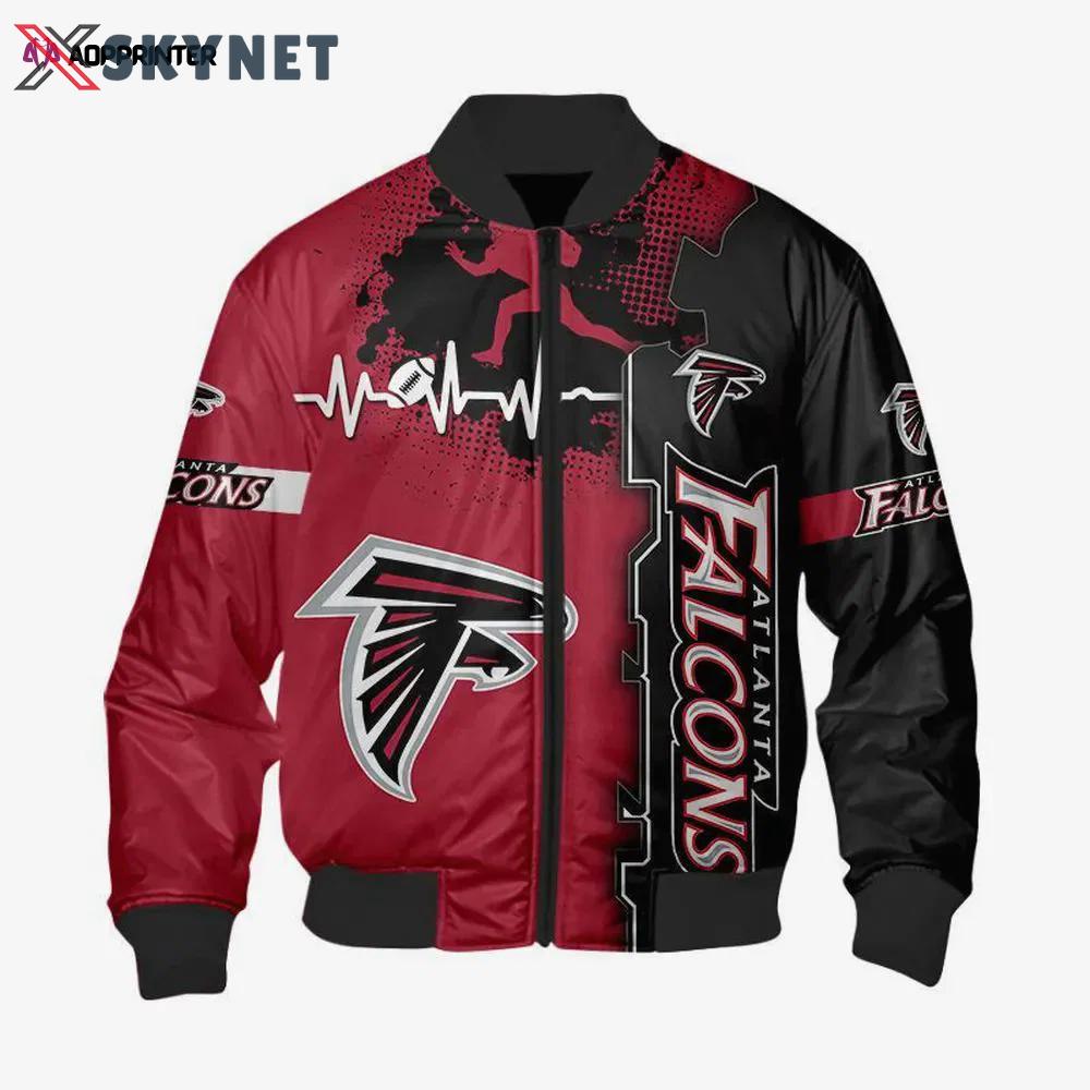 Atlanta falcons bomber jacket graphic heart team logo bomber jacket Bomber Jacket