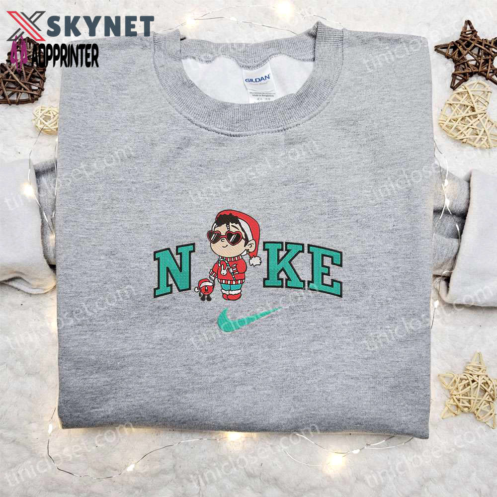 Baby benito & bad bunny christmas x nike embroidered sweatshirt – perfect holiday gift! Embroidered Shirt