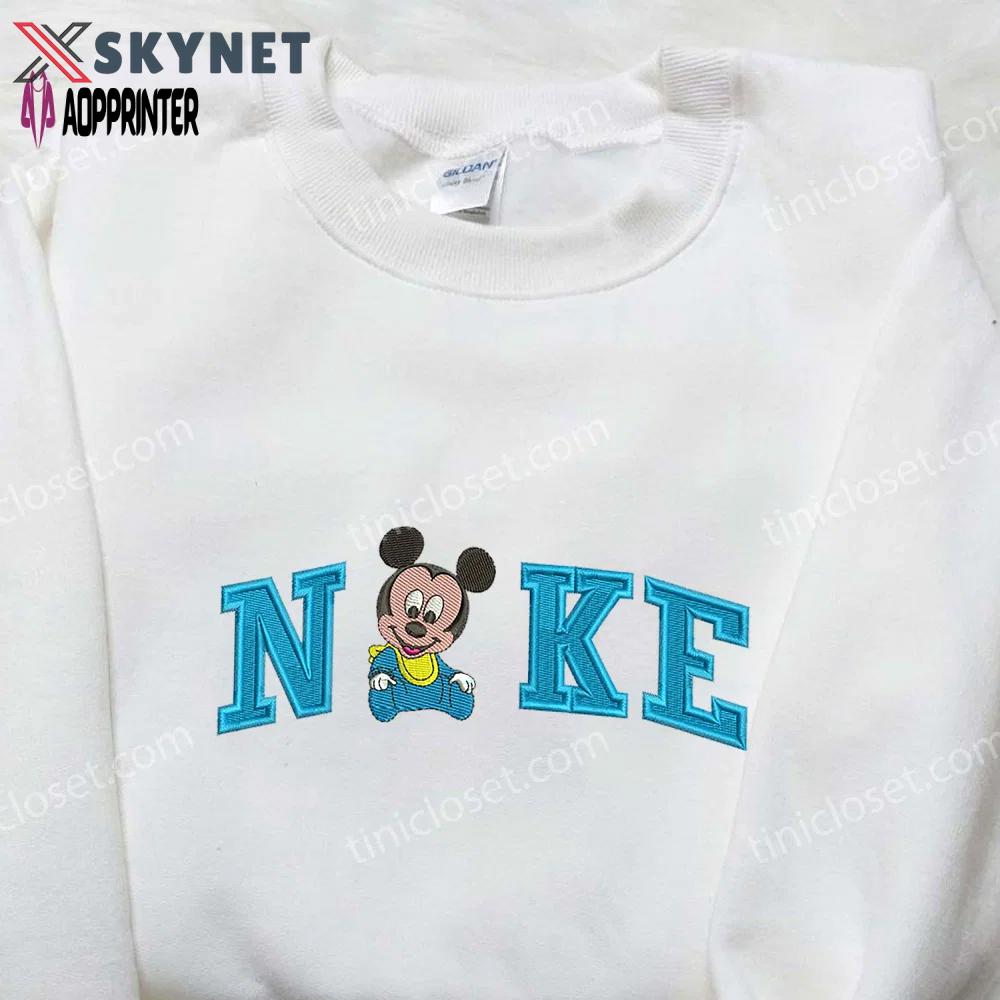 Baby mickey mouse x nike embroidered shirt – cartoon disney nike shirt Embroidered Shirt