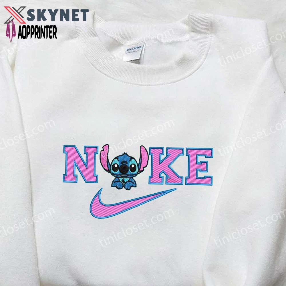 Baby stitch x nike embroidered sweatshirt lilo and stitch shirt nike inspired embroidery Embroidered Shirt