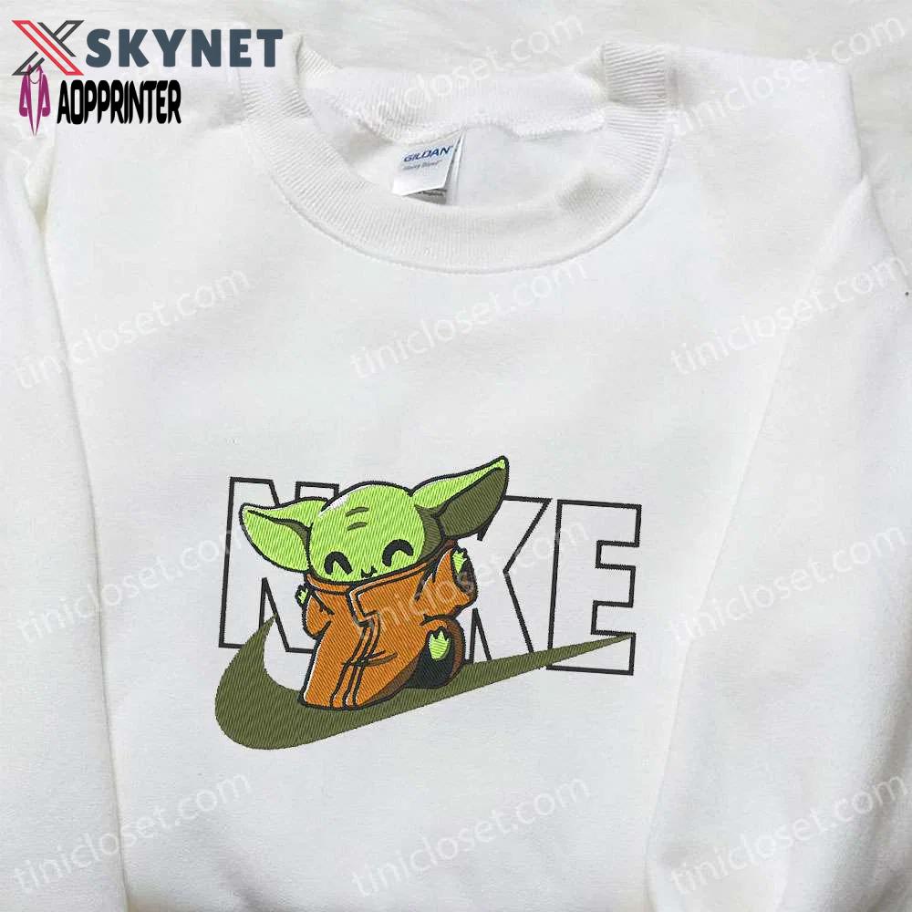 Baby yoda x nike movie embroidered tshirt – star wars inspired shirt Embroidered Shirt
