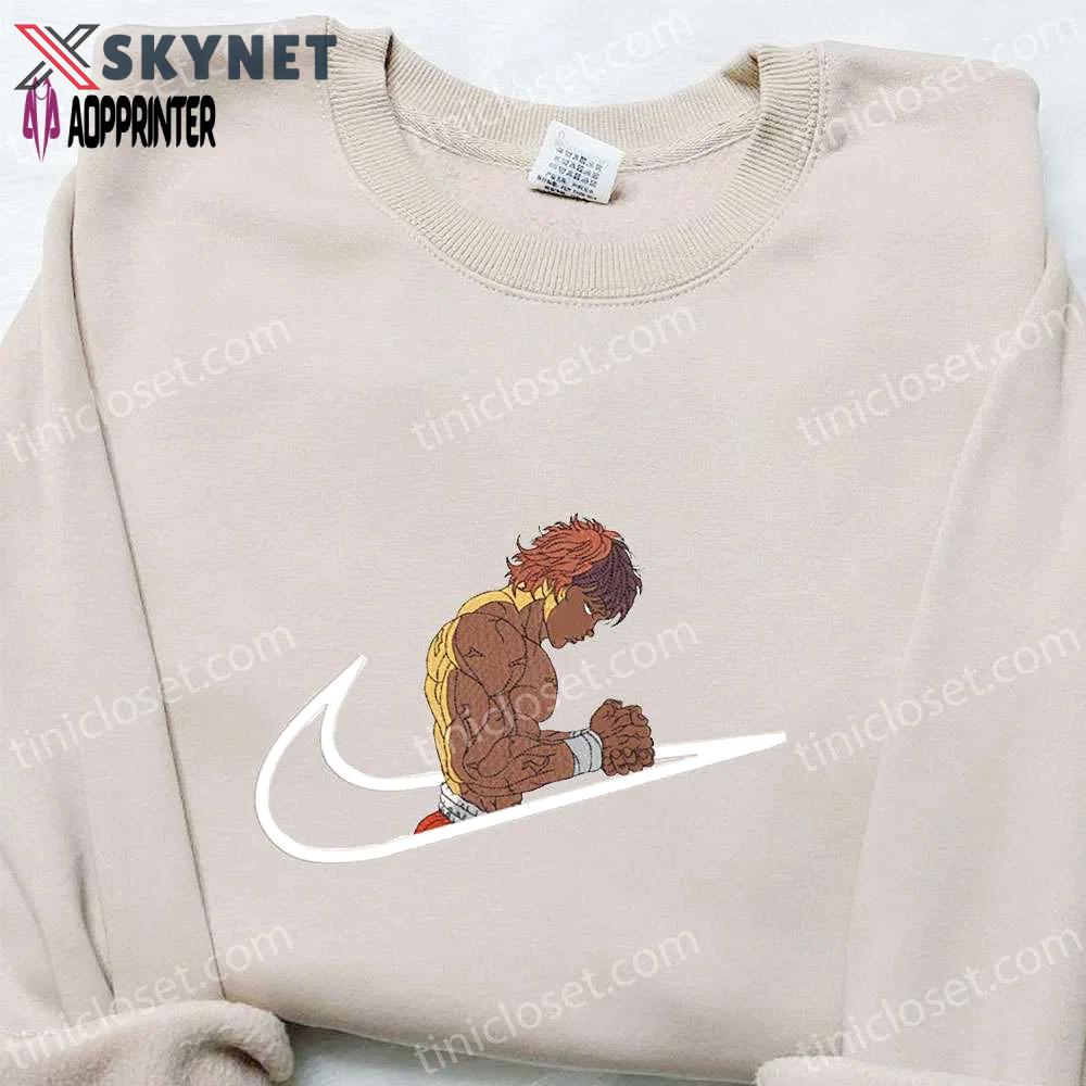 Baki hanma x nike swoosh anime embroidered shirt – grappler inspired nike shirt Embroidered Shirt
