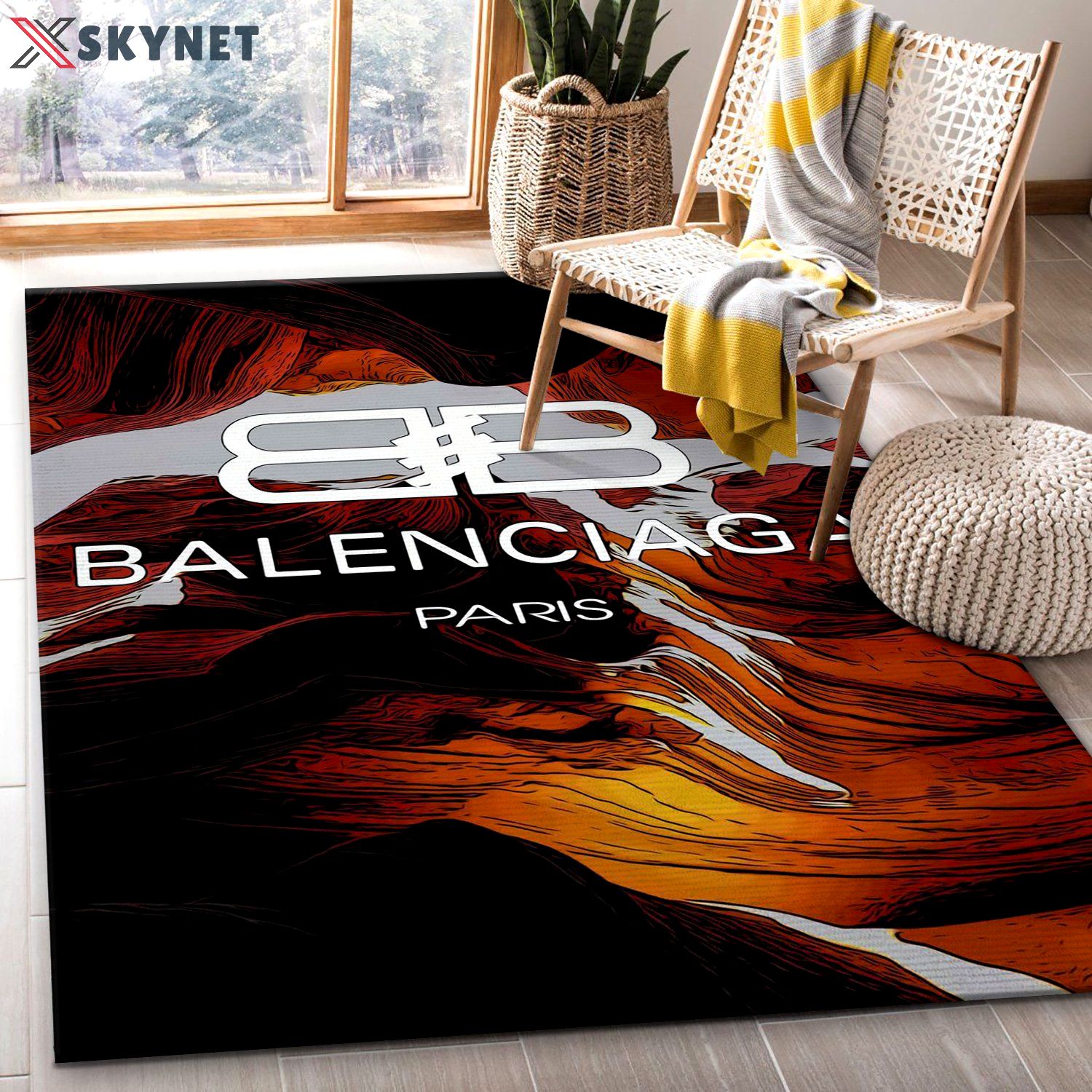 Balenciaga paris hot logo type 586. Upgrade Your Living Room with Luxury Home Decor: Area Carpets, Floor Decor, Door Mats, and Hot Gift Items with style a High-End Fashion Brand Rectangle Rug