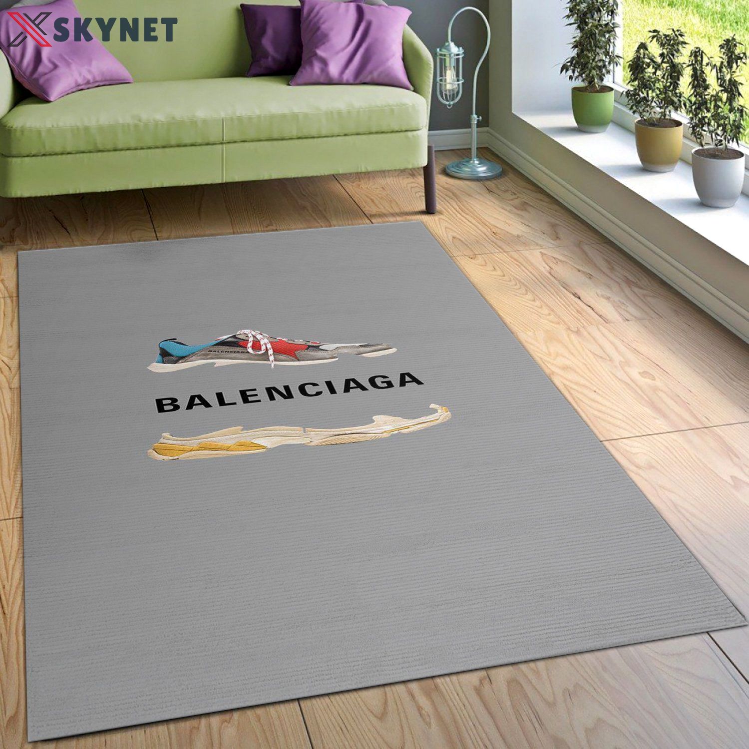 Balenciaga sneaker logo type 593. Upgrade Your Living Room with Luxury Home Decor: Area Carpets, Floor Decor, Door Mats, and Hot Gift Items with style a High-End Fashion Brand Rectangle Rug