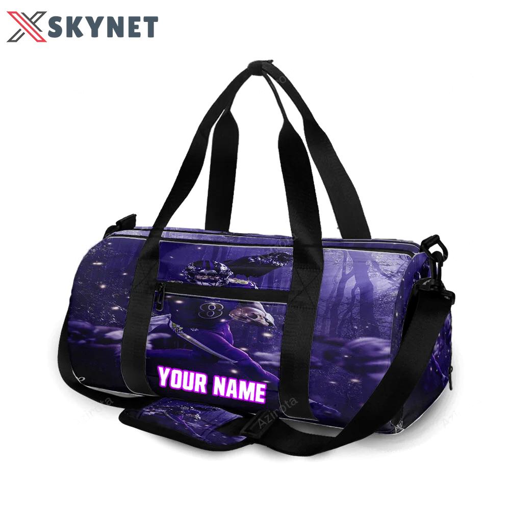 Baltimore ravens lamar jackson 8 v12 personalized name travel bag gym bag 214 Travel Bag