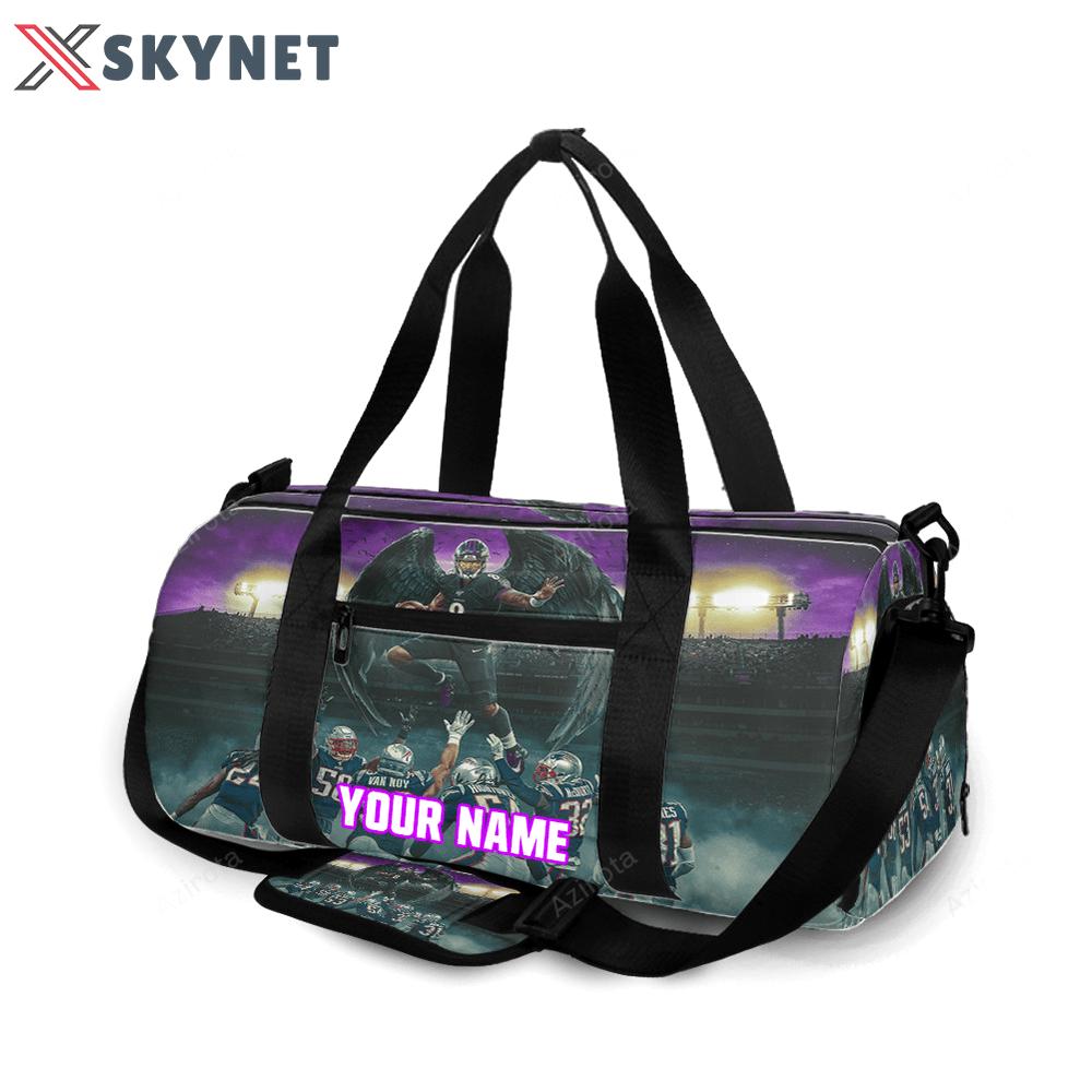 Baltimore ravens lamar jackson 8 v17 personalized name travel bag gym bag 1625 Travel Bag