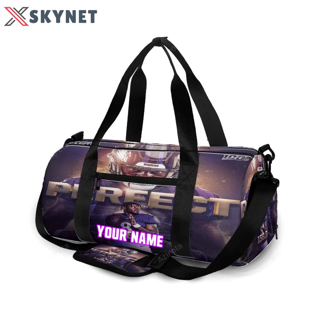 Baltimore ravens lamar jackson 8 v23 personalized name travel bag gym bag 696 Travel Bag