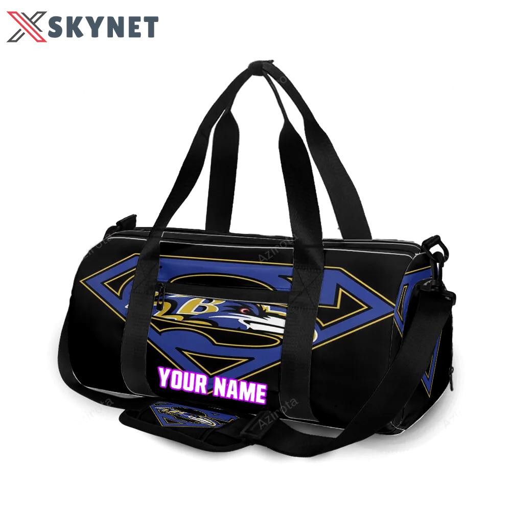 Baltimore ravens logo super man personalized name travel bag gym bag 1704 Travel Bag