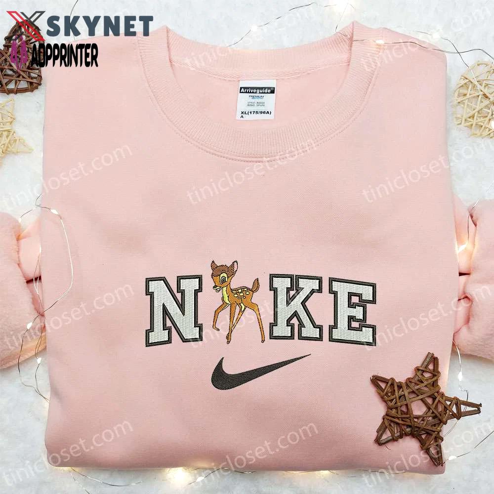 Bambi x nike cartoon embroidered shirt: disney inspired unique design high quality Embroidered Shirt