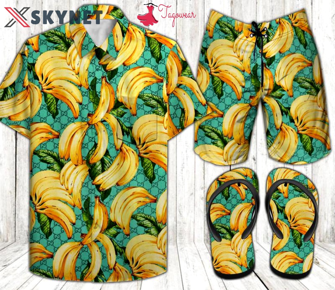 Banana combo hawaiian shirt, beach shorts flip flops luxury summer clothes style #400 Hawaii Shirt Shorts & Flip Flops