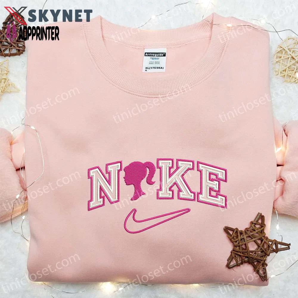 Barbie x nike cartoon embroidered shirt: best nike inspired birthday gift idea Embroidered Shirt