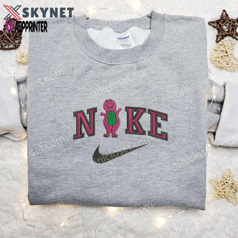 Barney x nike cartoon embroidered shirt – fun & stylish collaboration Embroidered Shirt