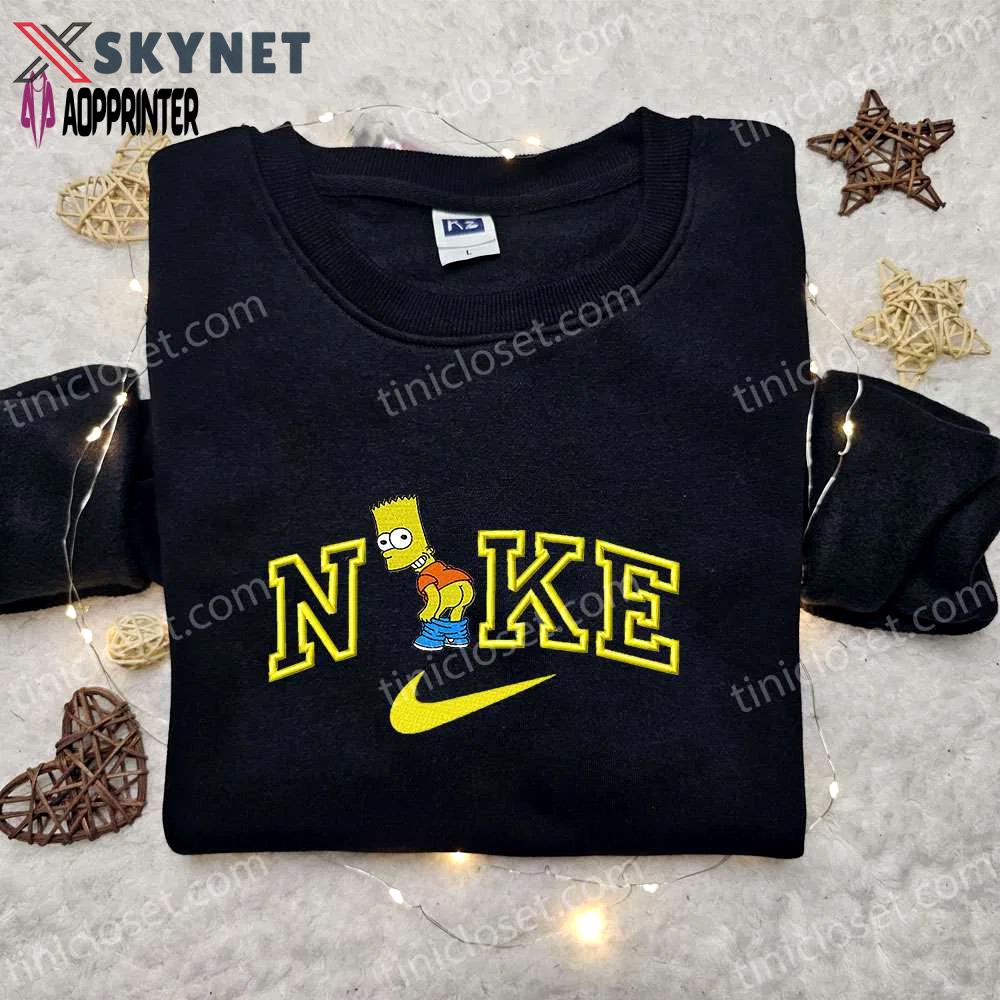 Bart simpson x nike cartoon embroidered tshirt: best nike inspired shirt for birthday gifts Embroidered Shirt